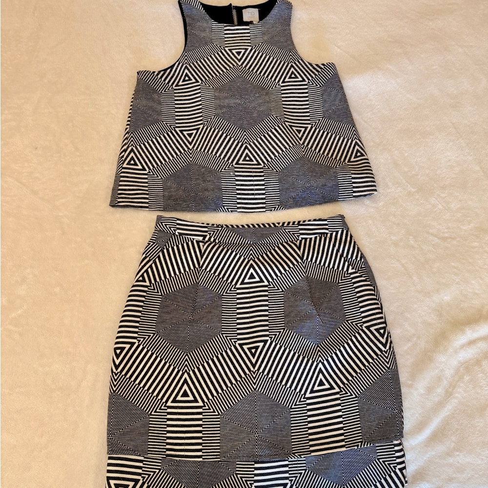 HD in Paris for Anthropologie Geometric Two-Piece Set | Top S / Skirt M